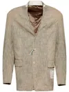 Miharayasuhiro Slub Tweed Blazer In Neutrals