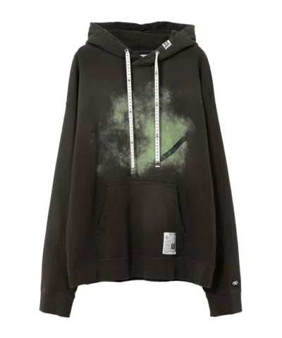 MIHARAYASUHIRO MAISON MIHARA YASUHIRO SMIELY FACE-PRINTED DISTRESSED DRAWSTRING HOODIE