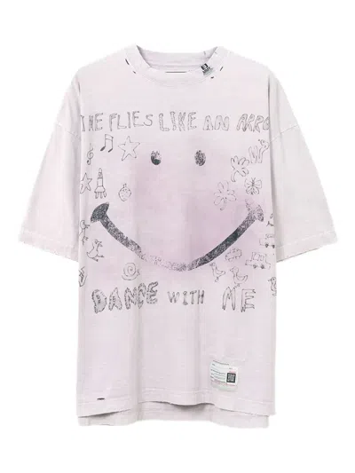 MIHARAYASUHIRO SMILEY FACE-PRINT T-SHIRT