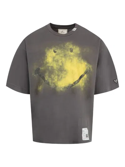 Miharayasuhiro Smiley Face-print T-shirt In Gray