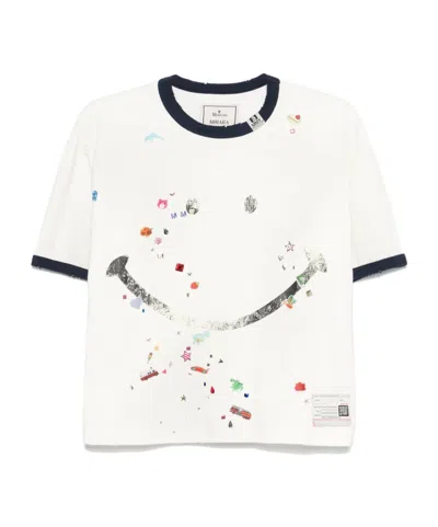 Miharayasuhiro Smiley Face-print T-shirt In White