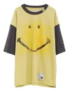Miharayasuhiro Smily Face Print Contrast-sleeve T-shirt In White