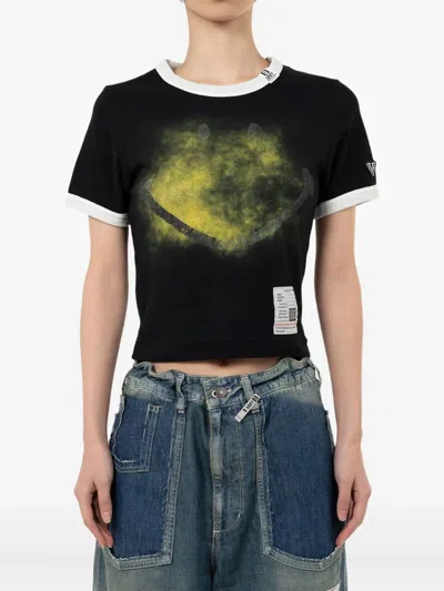 Miharayasuhiro Smily Face Printed Mini Tee In Black