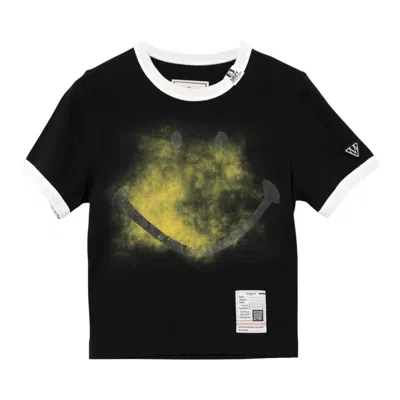 Miharayasuhiro Smily Face Printed Mini Tee In Black