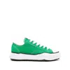 Miharayasuhiro Vibrant Green Low-top Sneakers With Minimalistic Detailing In Green