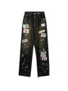 Miharayasuhiro Sticker-patch Stud-embellished Jeans In Black