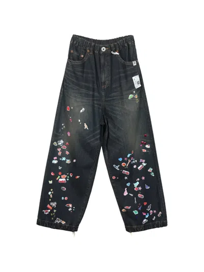 Miharayasuhiro Sticker-patch Wide-leg Jeans In Multi