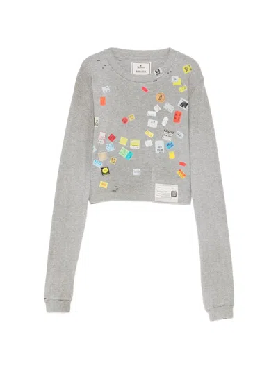 Miharayasuhiro Sticker-print Long-sleeve T-shirt In Gray