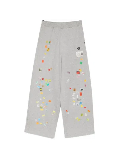 Miharayasuhiro Sticker-print Track Pants In Gray