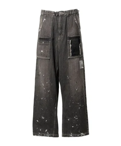 Miharayasuhiro Logo-patched Wide-leg Jeans In Gray