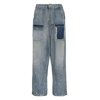 Miharayasuhiro Stripe Denim Bush Pants In Blue