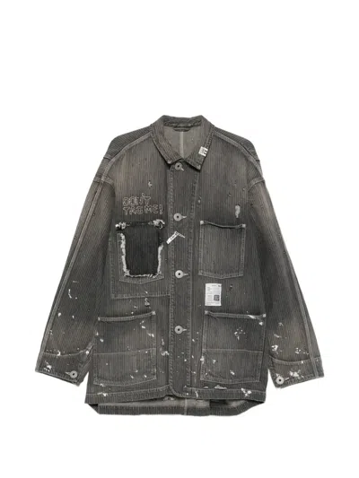 Miharayasuhiro Stripe Denim Jacket In Black