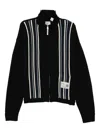 Miharayasuhiro Stripe-detail High-neck Cardigan In Black