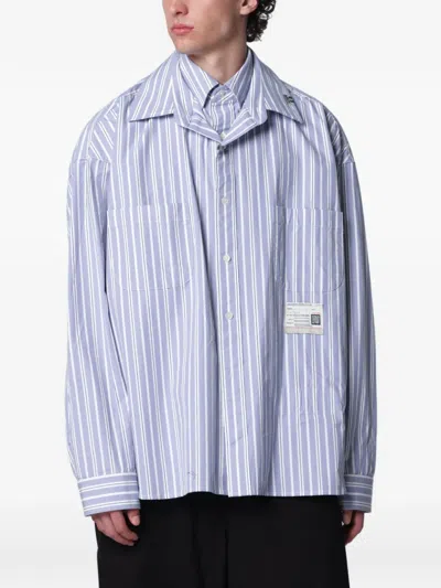 Miharayasuhiro Mihara Yasuhiro Doublelayer Cotton Shirt In Light Blue Stripes In Multi