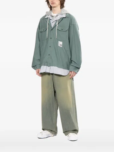 Miharayasuhiro Striped Hooded Jacket In Blue