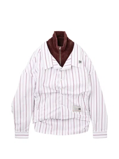 Miharayasuhiro Striped Long-sleeve Sweatshirt In White