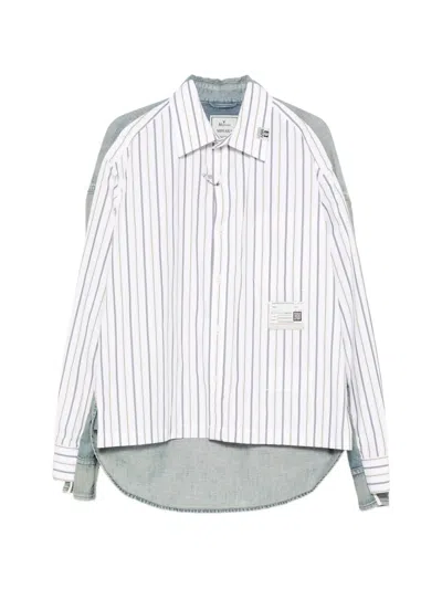 Miharayasuhiro Striped Panelled Shirt In Blue
