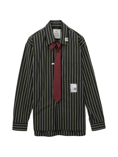 Miharayasuhiro Striped Tie-detail Shirt In Multi