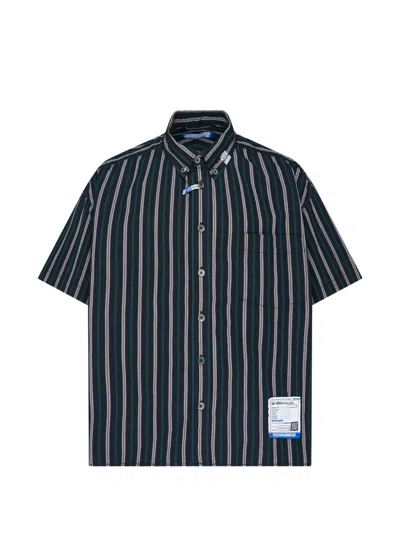Miharayasuhiro Stripe-print Short-sleeve Shirt In Blue