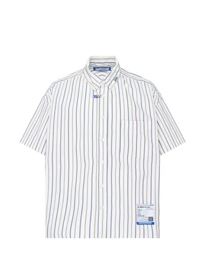 Miharayasuhiro Stripe-print Short-sleeve Shirt In Yellow