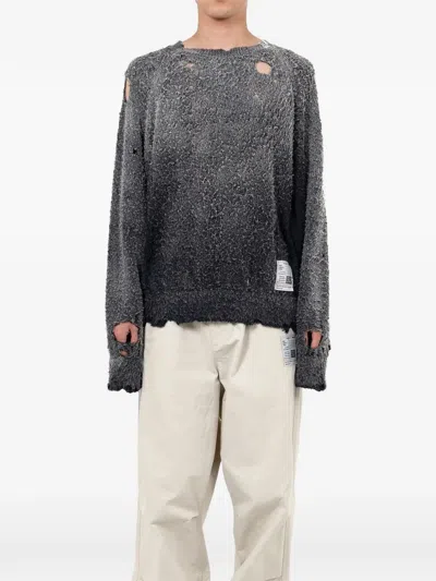 Miharayasuhiro Sun Faded Distressed Sweater In Gray