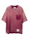 Miharayasuhiro Sun Faded-effect Chest-pocket Cotton T-shirt In Burgundy