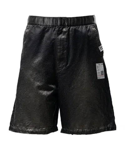 Miharayasuhiro Sun Faded Like Satin Shorts In Black