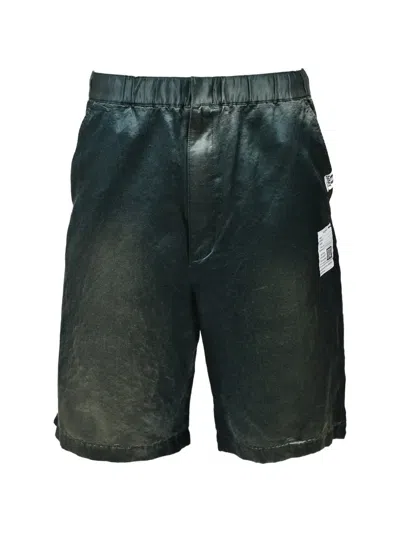 Miharayasuhiro Sun Faded Satin Shorts In Green