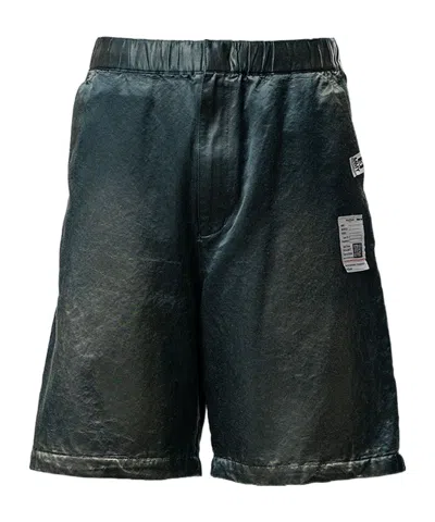 Miharayasuhiro Sun Faded Satin Shorts In Green
