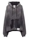 Miharayasuhiro Hooded Sweatshirt With Distressed Finish And Front Pockets In Black