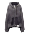 Miharayasuhiro Hooded Sweatshirt With Distressed Finish And Front Pockets In Gray