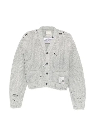 Miharayasuhiro Sun-faded Distressed Cardigan In Gray