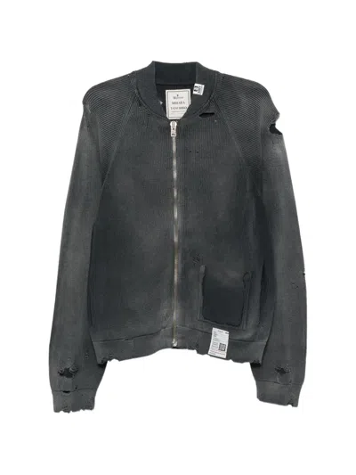 Miharayasuhiro Sun-faded Distressed Cardigan In Gray