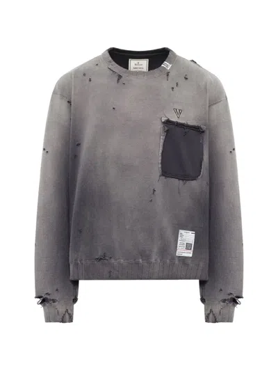 Miharayasuhiro Sun-faded Distressed Sweater In Gray
