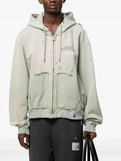 Miharayasuhiro Sun-faded Like Zip-up Hoodie In Green