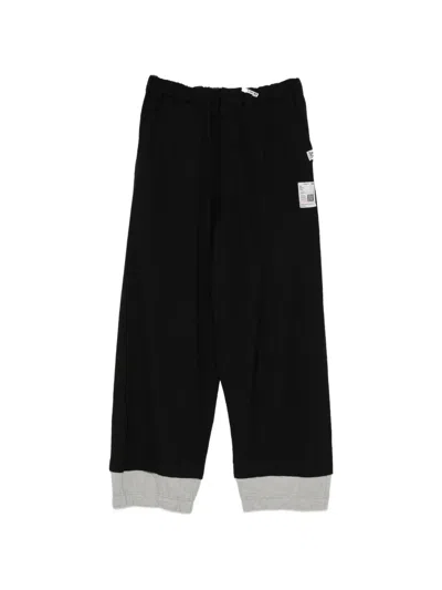 Miharayasuhiro Sweat Layered Wool Trousers In Black