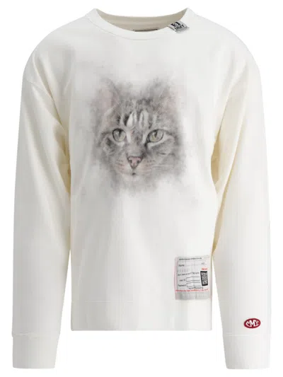 Miharayasuhiro Maison Mihara Yasuhiro Cat Printed Crewneck Sweatshirt In White