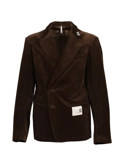 Miharayasuhiro Switch-front Corduroy Tailored Jacket In Brown