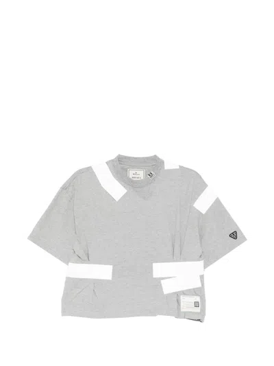 Miharayasuhiro Taped Tucked T-shirt In Gray
