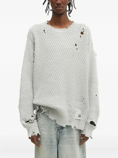 Miharayasuhiro Textured Distressed Sweater In Gray