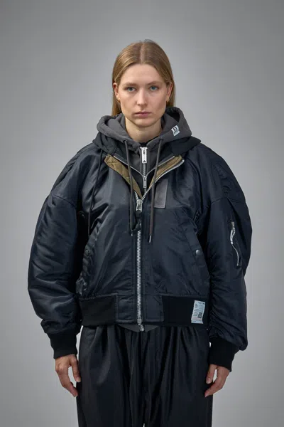 Miharayasuhiro Triple Layered Bomber Jacket In Black