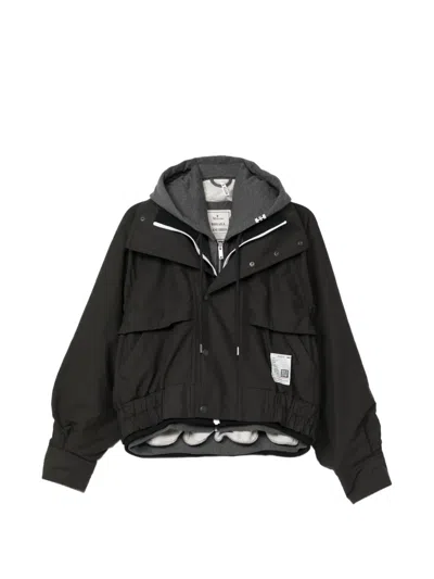 Miharayasuhiro Layered-design Hooded Jacket In Black
