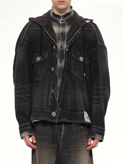 Miharayasuhiro Triple Layered Denim Jacket In Black