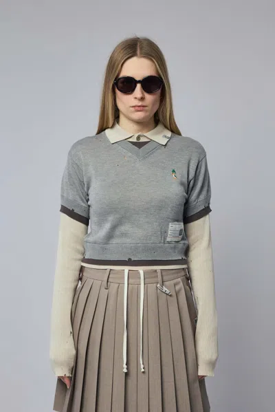 Miharayasuhiro Triple Layered Knit Pullover In Brown