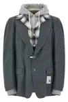 Miharayasuhiro Triple Layered Wool Blazer In Gray