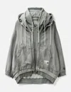 Miharayasuhiro Triple Layered Zip-up Hoodie In Gray