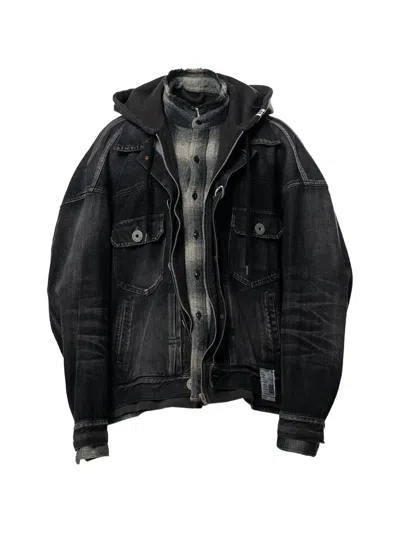 Miharayasuhiro Triple-layered Denim Jacket In Black