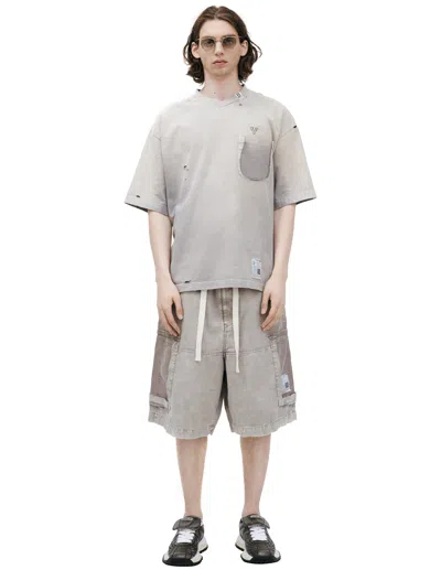Miharayasuhiro T-shirt With A Torn-off Pocket In Multi