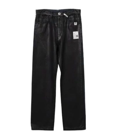 Miharayasuhiro Two-tone Coated Jeans In Black