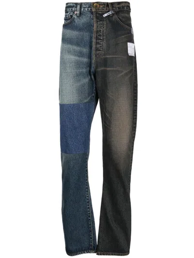 Miharayasuhiro Two-toned Straight-leg Jeans In Blue